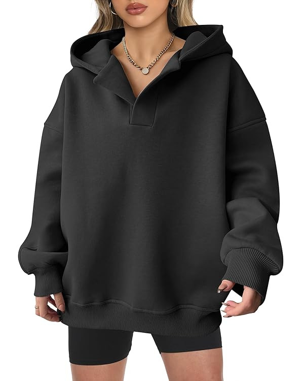 ANRABESS Womens Oversized Hoodies V Neck Sweatshirts Fleece Long Sleeve Pullover Y2K Clothes 2025... | Amazon (US)