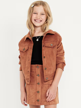 Oversized Faux-Suede Trucker Jacket for Girls | Old Navy (US)