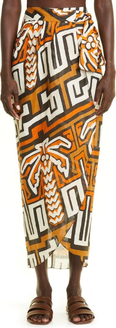 Sea of Sand Tropical Print Linen Wrap Skirt | Nordstrom