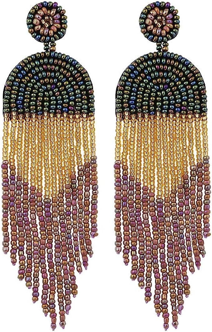 Christmas Gifts ALLEN DANMI Jewelry Dangle Earrings Ethnic Bohemia Style Handmade Colorized Seed ... | Amazon (US)
