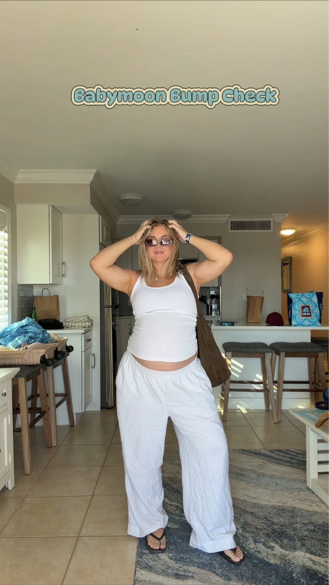 All white bump fit 

Medium top 
Large bottom

#LTKmomlife #LTKBump #LTKootd