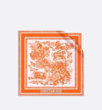 Ivory and Fluorescent Orange Silk Twill | Dior Couture