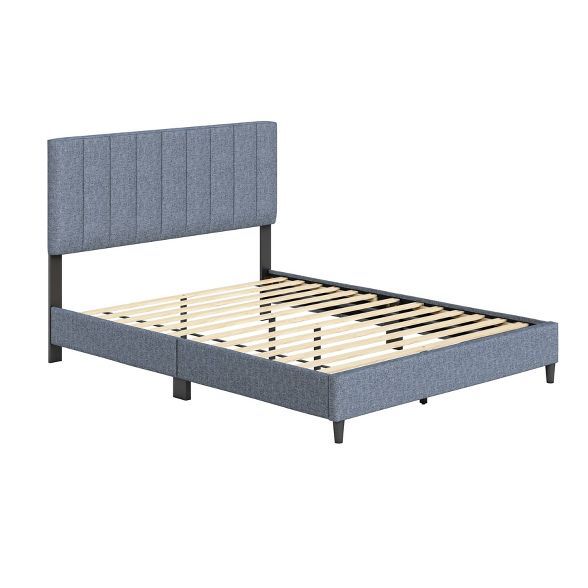 Malik Mid-Century Vertical Channel Linen Upholstered Platform Bed - Eco Dream | Target