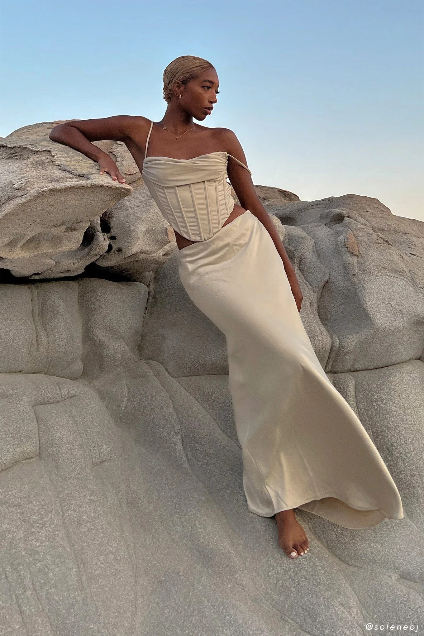 Missy Maxi Satin Skirt - Wheat | MESHKI US