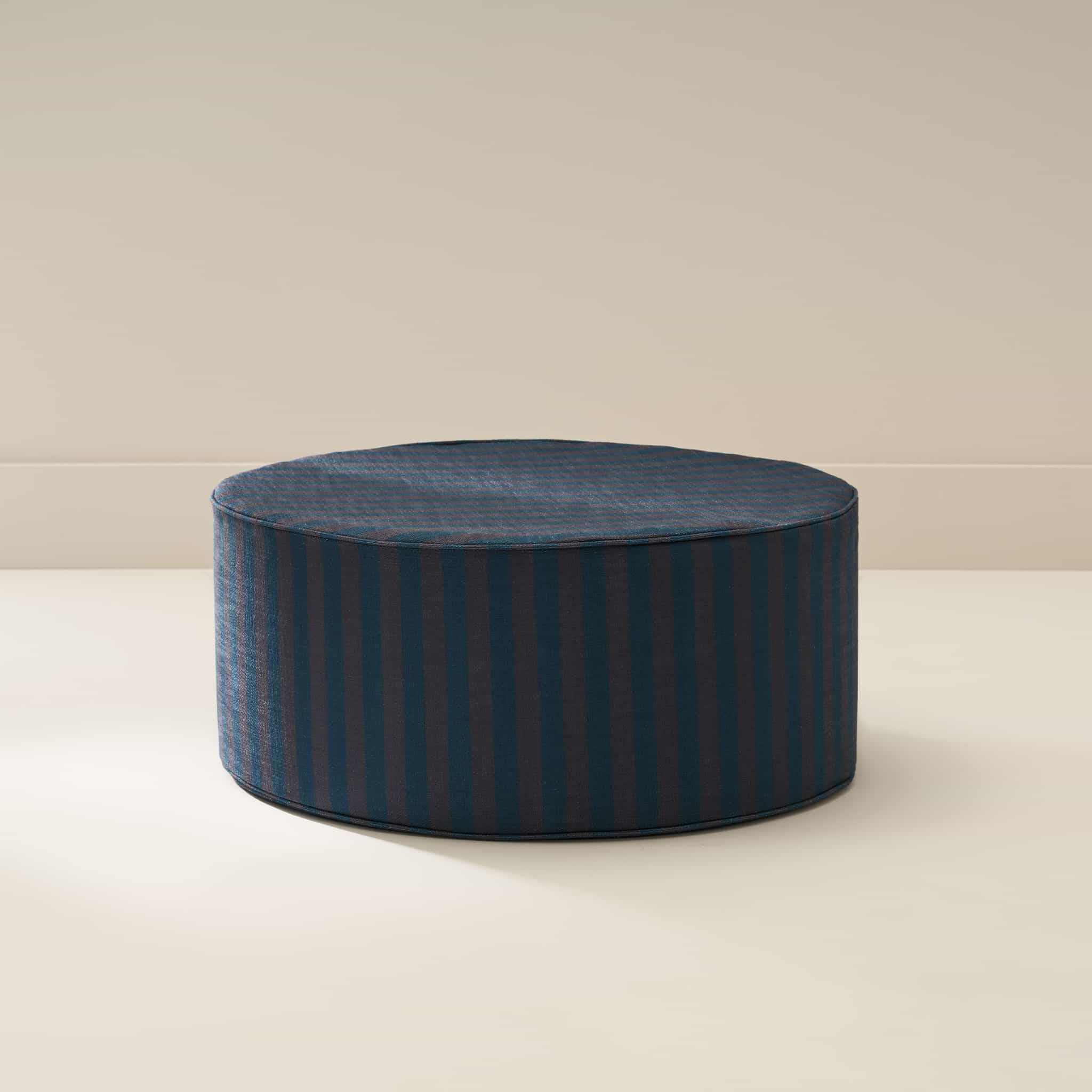 Soft Striped Dark Blue Ottoman | Bennett | House of Noa | House of Noa