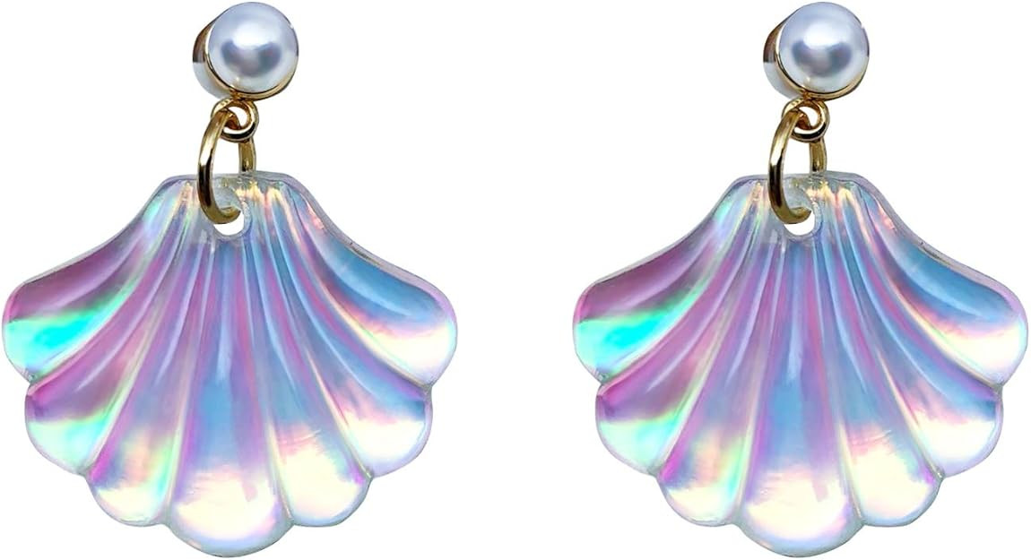 1 Pair Color Change Pearls Sea Shell Stud Earrings Beach Jewelry Gifts for Women for Halloween Pa... | Amazon (US)