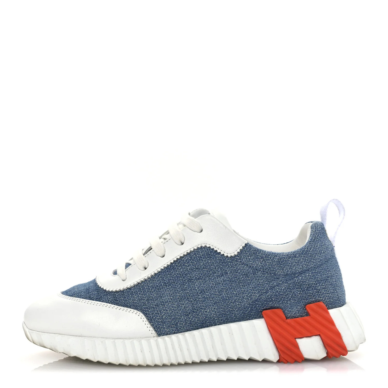 Hermes Denim Suede Goatskin Bouncing Sneakers 37 Bleu Clair White 1739323 | FASHIONPHILE (US)
