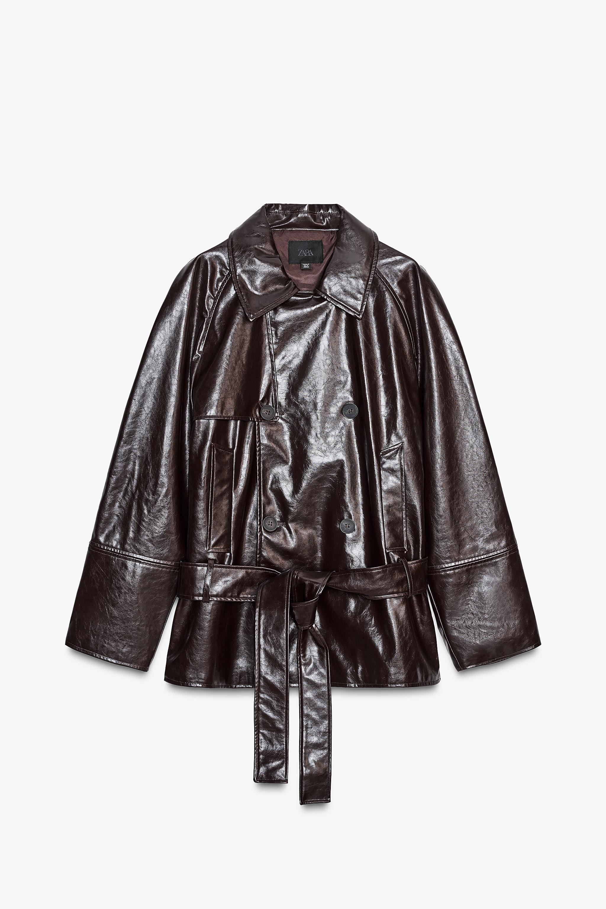 FAUX LEATHER SHORT TRENCH COAT | Zara UK