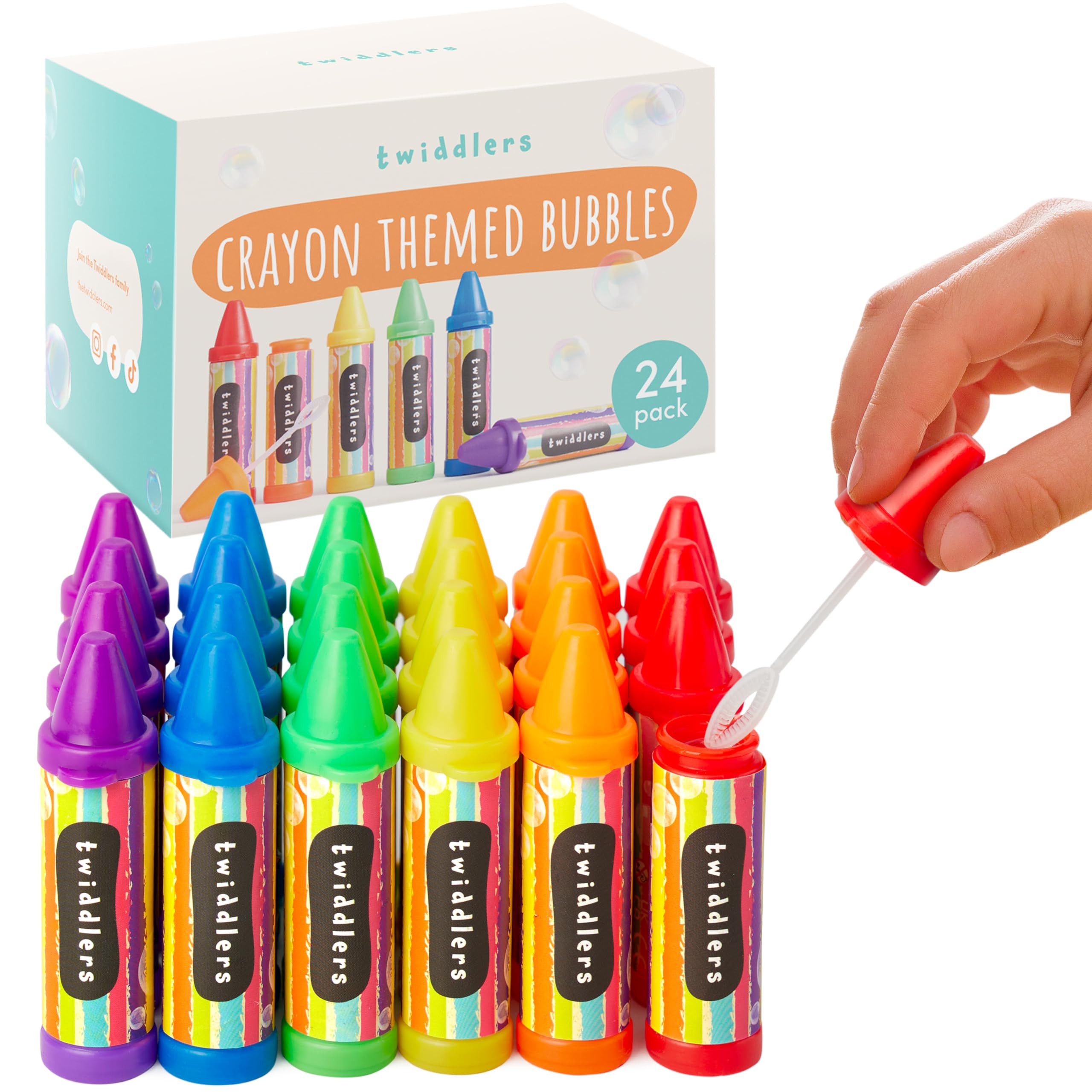 The Twiddlers 24 Pack 6 Colors Non-Toxic Mini Bubbles Party Favors for Kids | Crayon Bubble Wands... | Amazon (US)