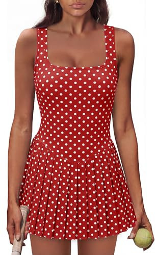 Summer Dresses for Women 2026 Red Dress Polka Dot Country Concert Outfits Athletic Dress Golf Fashion Clothing Romper xs | Amazon (US)