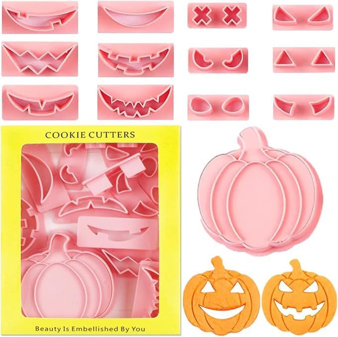 13pcs Halloween Cookie Cutters Pumpkin Cookie Cutter Set Pumpkin Face Biscuit Cutter Tool Cookie ... | Amazon (US)