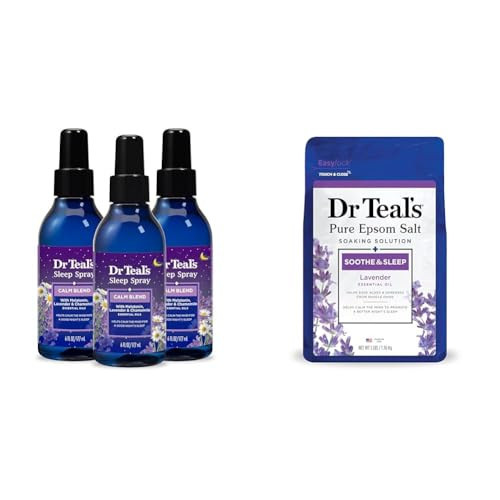 Dr Teal's Sleep Spray with Melatonin & Essential Oil Blend (Pack of 3) & Epsom Salt Soaking Solution Soothe & Sleep Lavender 3lbs | Amazon (US)