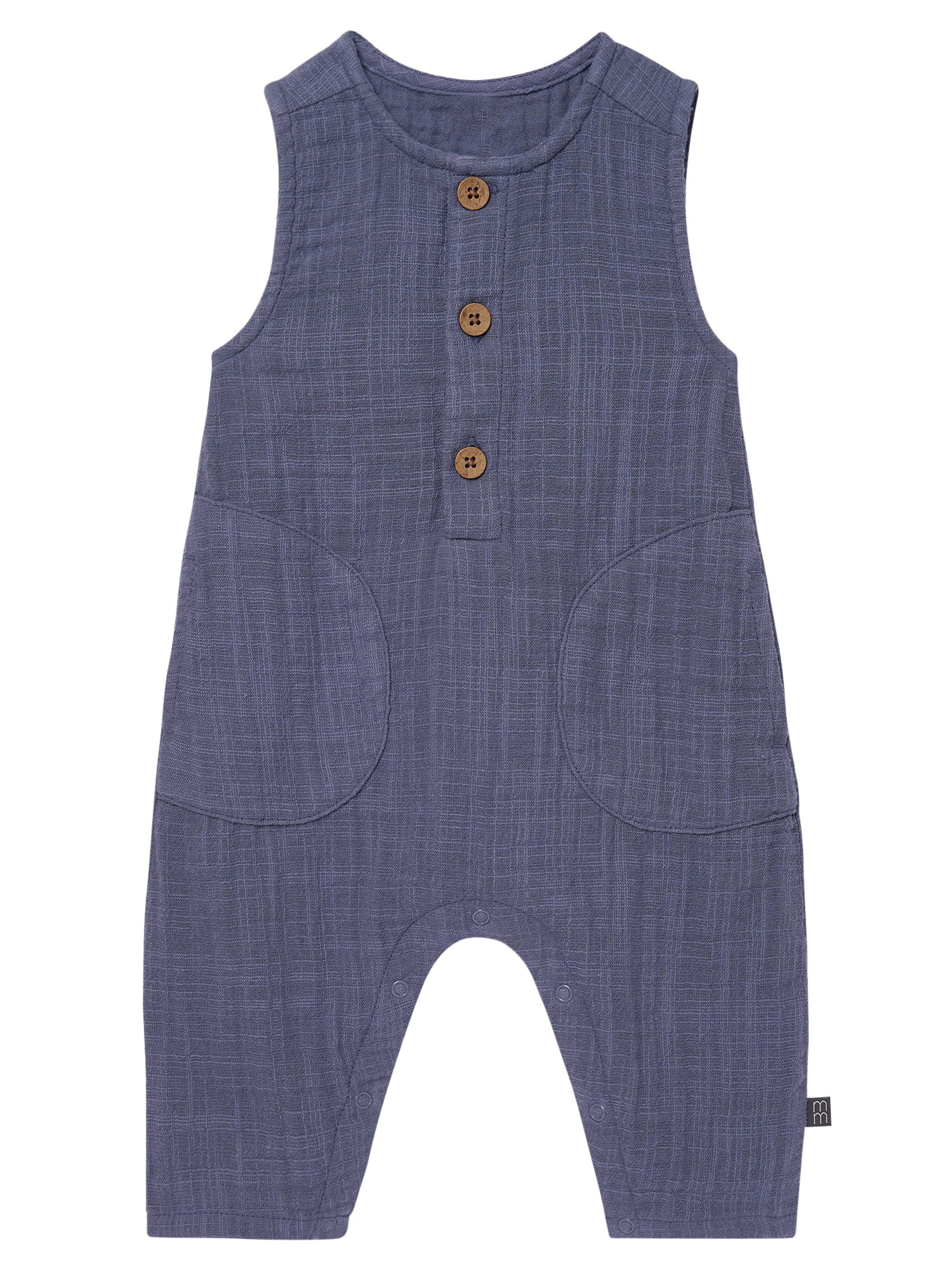 Modern Moments by Gerber Baby Boy Sleeveless Henley Romper, Sizes 0/3 Months - 24 Months | Walmart (US)