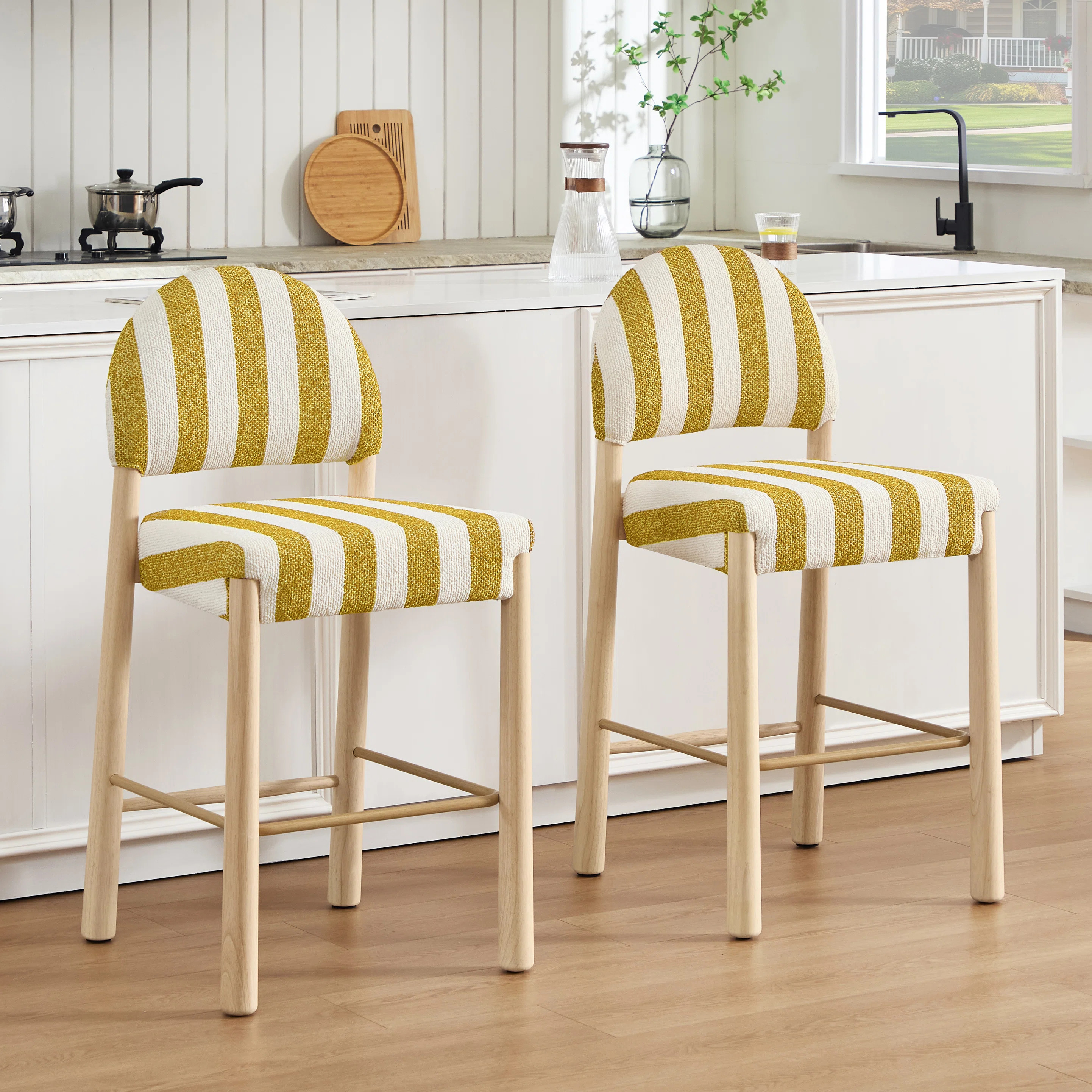 Hokku Designs Upholstered 26.4'' Linen Counter Stool With Solid Wood Frame & Reviews | Wayfair | Wayfair North America