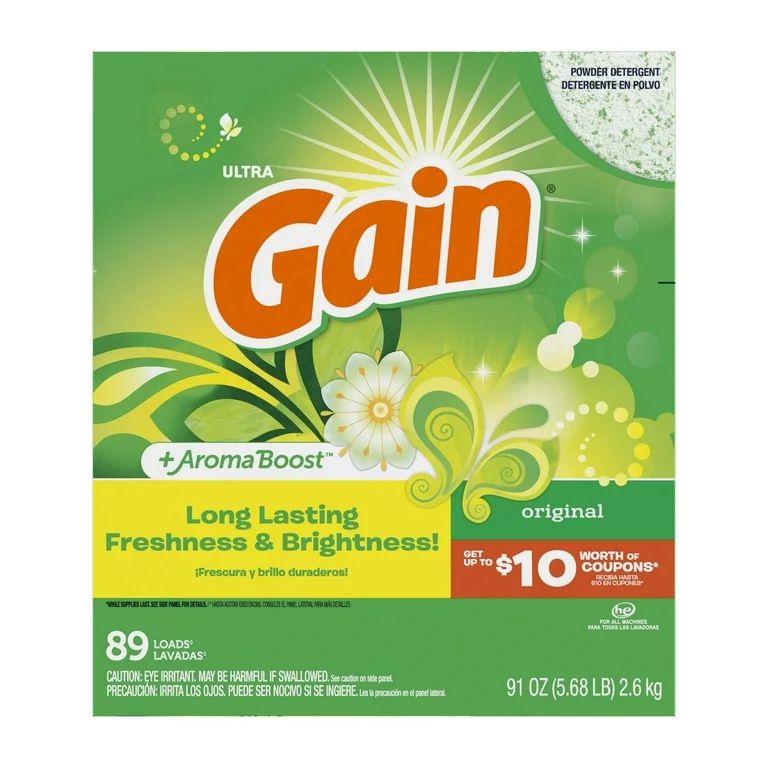 Gain Powder Laundry Detergent, Original Scent, 91 oz, 89 Loads | Walmart (US)