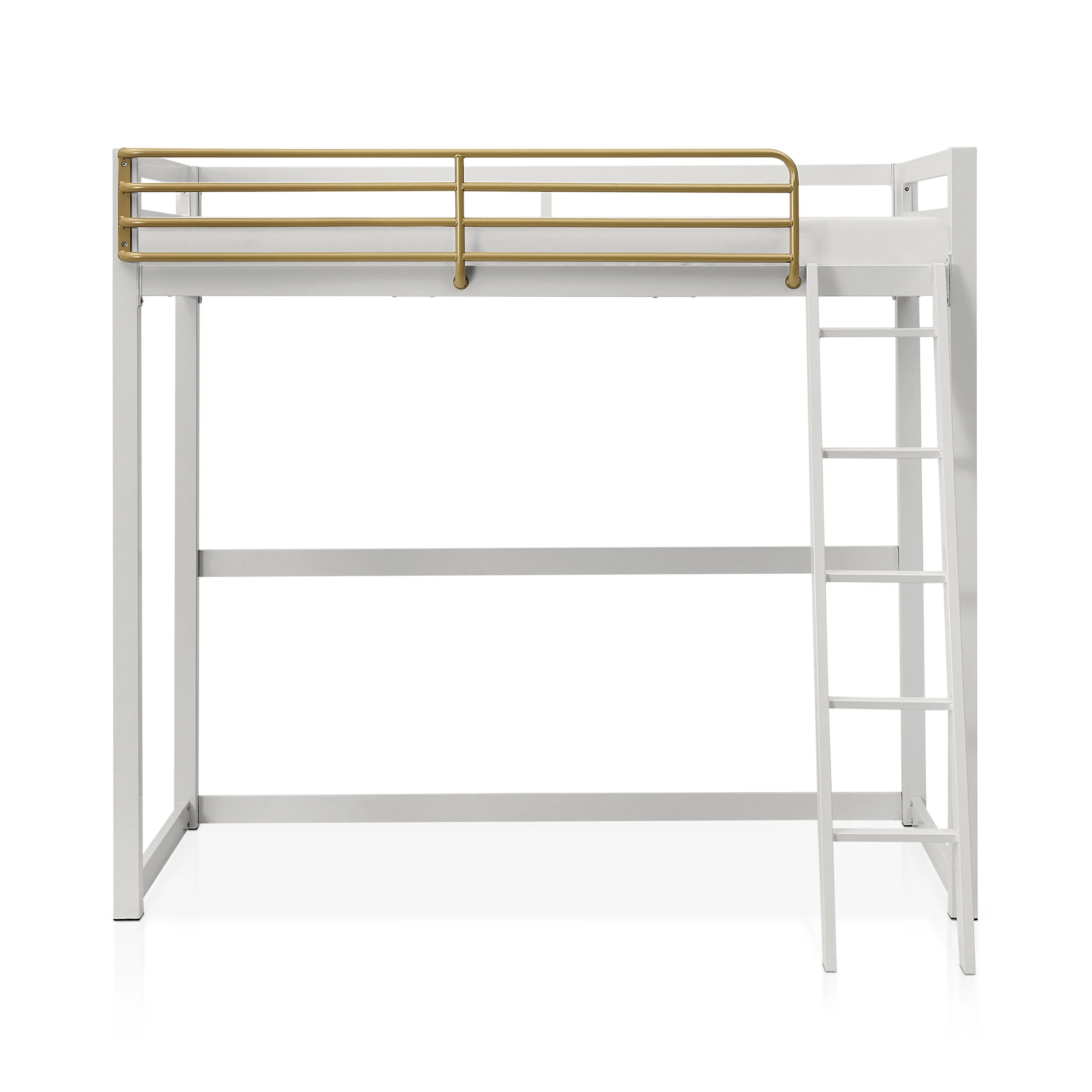 Furniture of America Two-Tone Kids Metal Twin Loft Bed with Guardrails, Grey and Gold - Walmart.c... | Walmart (US)
