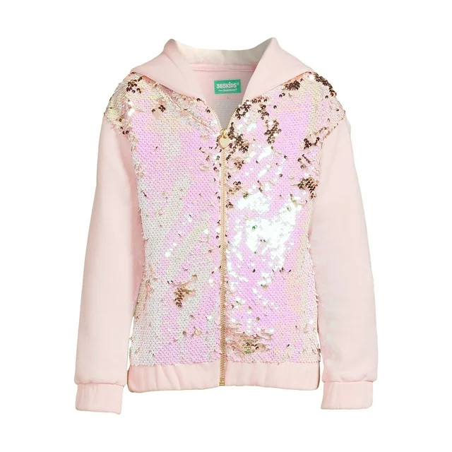 365 Kids by Garanimals Girls Fur Sequin Hoodie, Sizes 4-10 - Walmart.com | Walmart (US)
