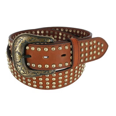 Ariat Women's Gold Studded Western Belt, Medium, Tan | Target