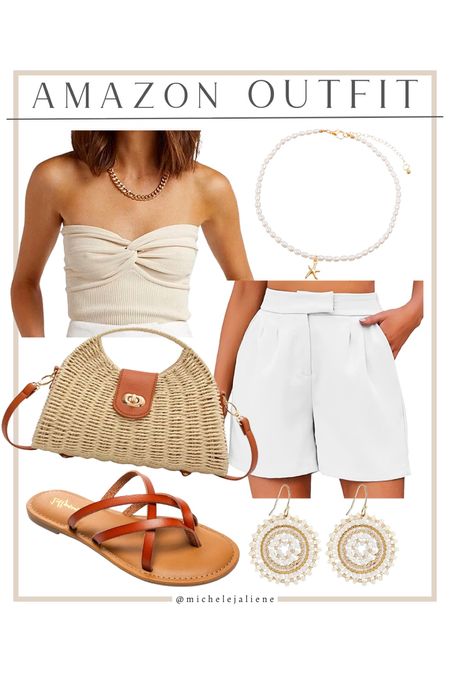 Amazon Outfit / Amazon Shorts / Amazon Sandals / Amazon Women’s Fashion / Outfit Idea / Outfit Inspiration/ Summer Outfit / Vacation Style / Date Night Outfit for Summer / Strapless Top / Summer Jewelry 

#LTKstyletip #LTKSeasonal #LTKunder50