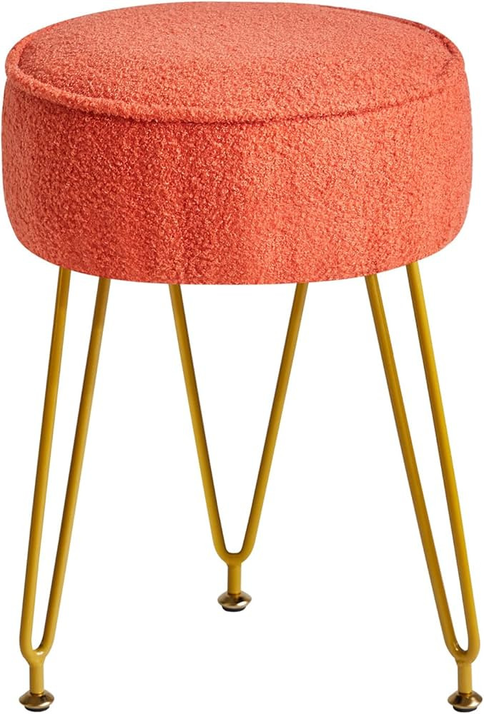 IBUYKE Teddy Velvet Round Footrest Stool Ottoman, Makeup Vanity Stool Side Table, Velvet Dressing... | Amazon (US)