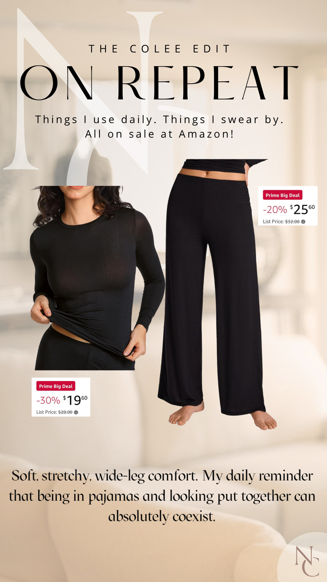 Proof that pajamas can still look put together. 🤎 These soft, stretchy separates are the kind of thing I live in at home—and the wide-leg pants are SO good. Both pieces are marked down for the Amazon sale today. 

 #LTKdayinmylife #LTKgrwm #LTKSaleAlert