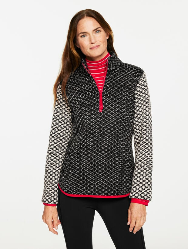 Fleeceback Half-Zip Pullover - Bicolor Bird’s-Eye | Talbots