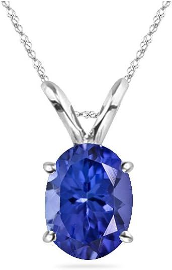Vogati 1.00-1.52 Cts of 8x6 mm AAA Oval Tanzanite Solitaire Pendant in 18K White Gold | Amazon (US)