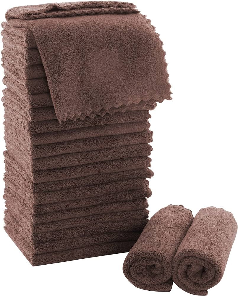 MOONQUEEN Ultra Soft Premium Washcloths Set - 12 x 12 inches - 24 Pack - Quick Drying - Highly Absor | Amazon (US)