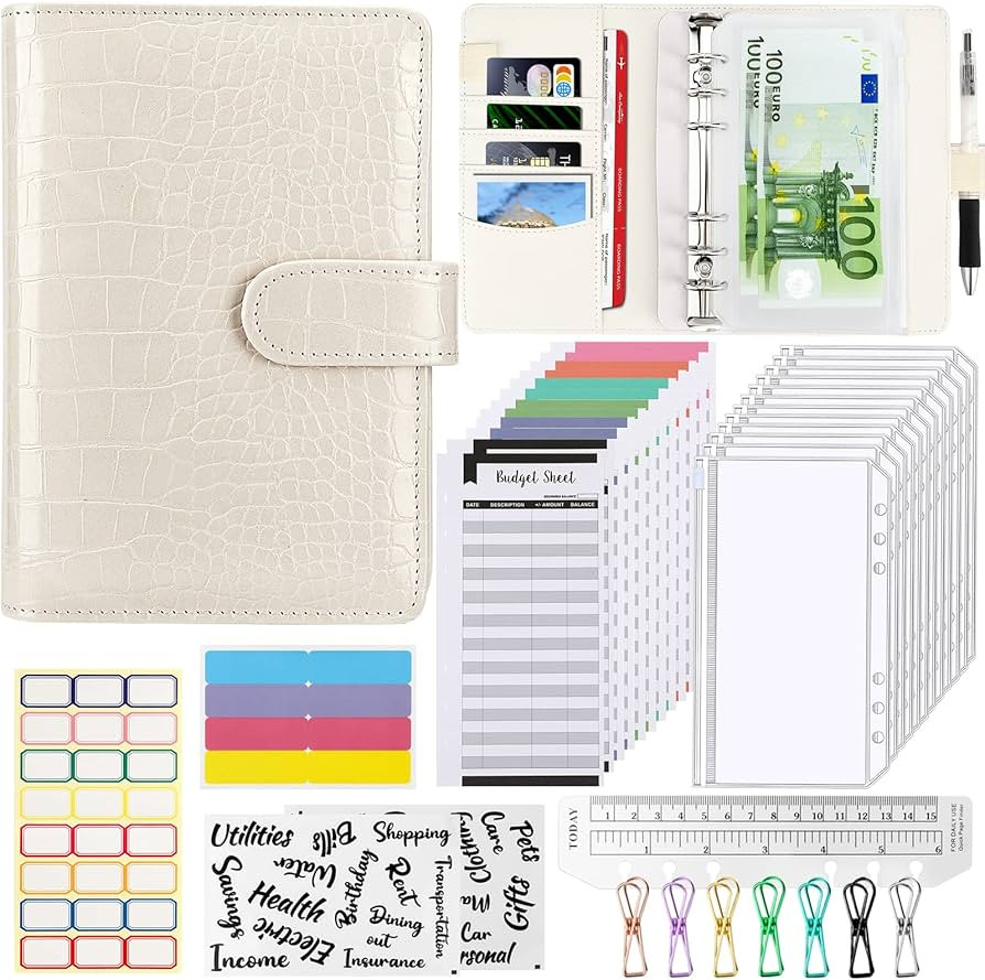 A6 Budget Binder Notebook Money Saving Wallet Set 37Pcs Budget Planner with Cash Envelopes Cash B... | Amazon (UK)