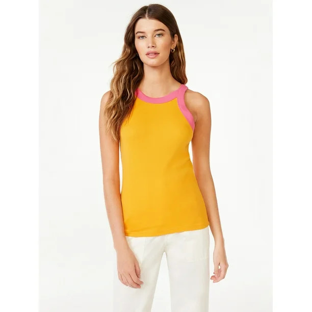 Free Assembly Women's Ribbed Racer Back Tank Top, Sizes XS-XXXL | Walmart (US)