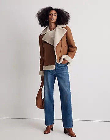 Oversized Shearling Motorcycle Jacket | Madewell