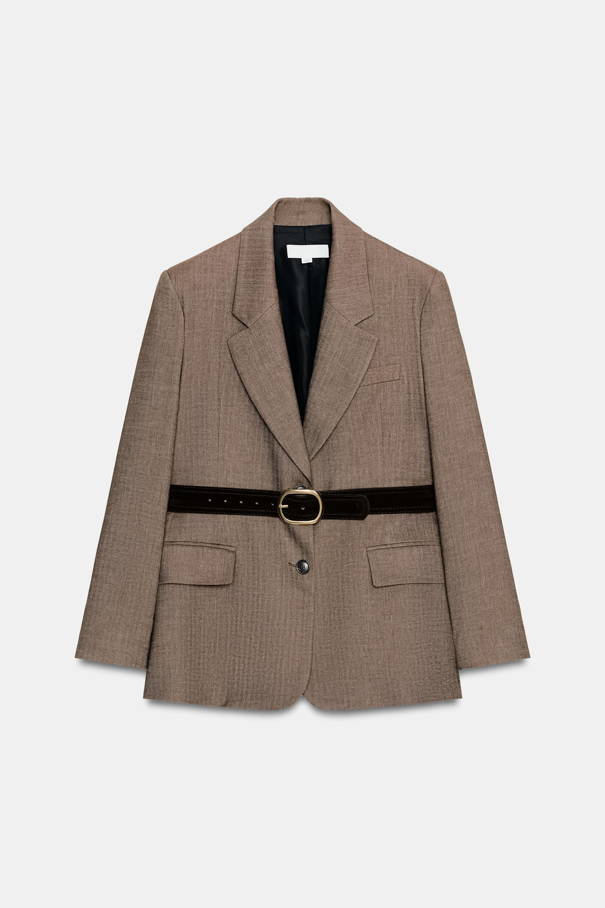 HERRINGBONE BLAZER WITH BELT | Zara UK