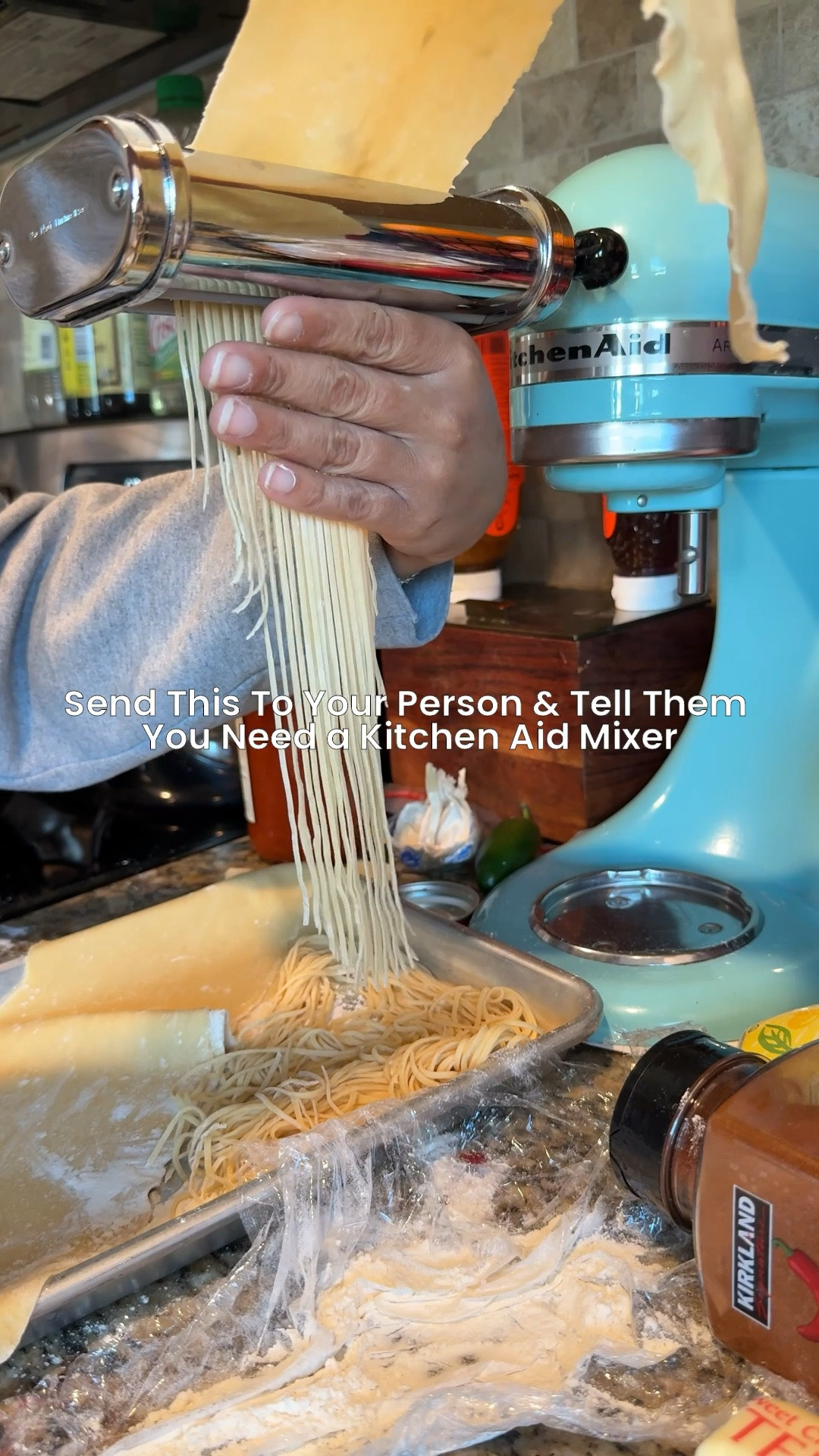 When I tell you to put this on your request list for your house warming, just because, wedding registry, please do it!!  It’s the best and all the attachments allow you to need minimal equipment🙌🏽🙌🏽 #kitchenaidmixer #mixers #homemadepasta #pastadough 

#LTKFamily #LTKHome #LTKFindsUnder50