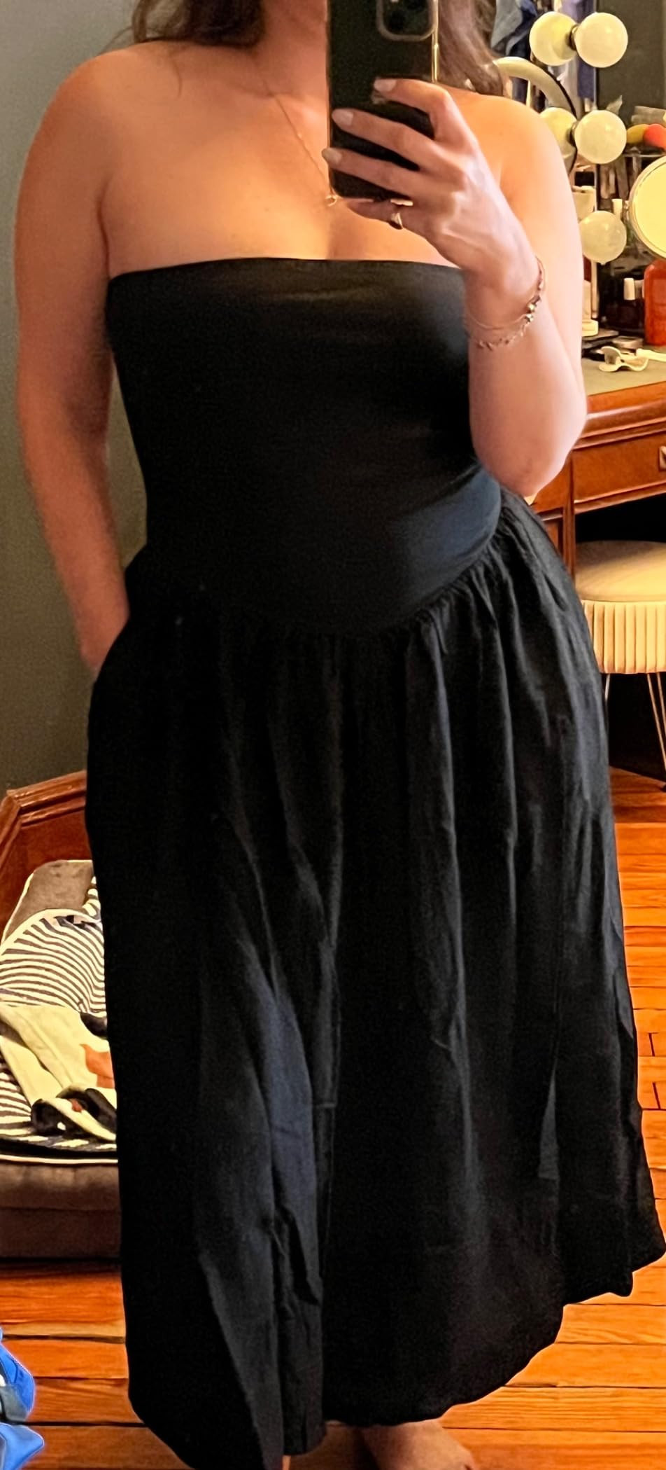 Livtany Women Off Shoulder Midi Dress Strapless Sleeveless Drop-Waist A Line Tube Dress Trendy Su... | Amazon (US)