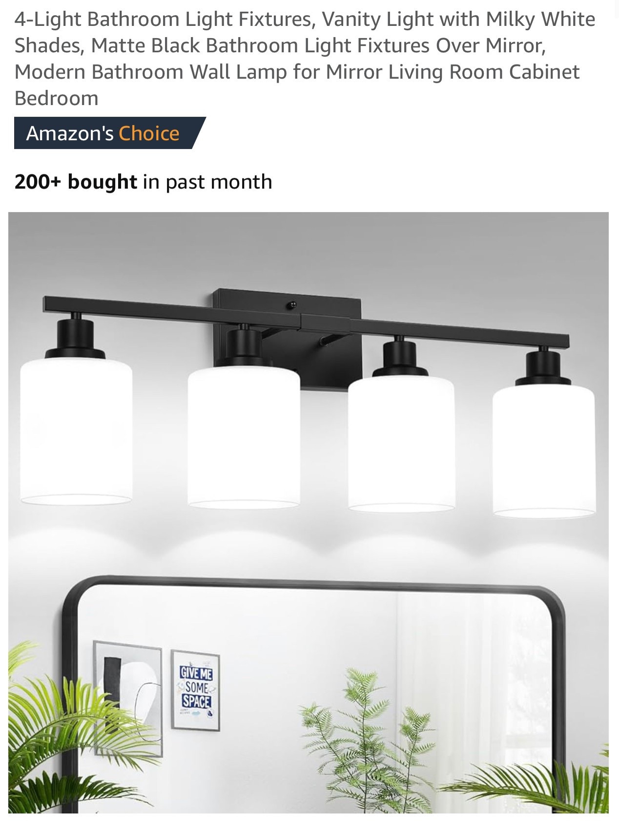 Matte Black Bathroom Light Fixtures 

#LTKSaleAlert #LTKHome #LTKFindsUnder50