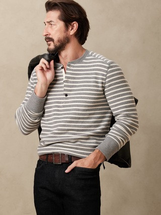 Brushed Waffle-Knit Henley | Banana Republic (US)