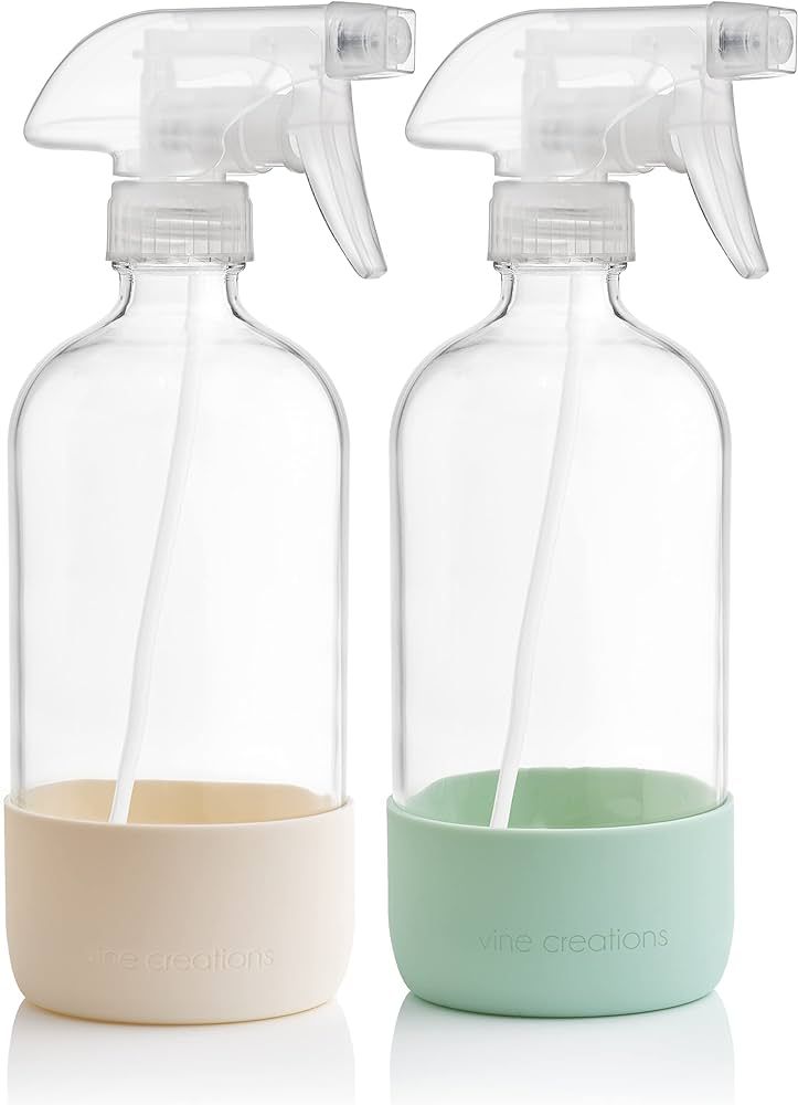 Vine Creations Glass Spray Bottles for Cleaning Solutions, Clear Glass Spray Bottle with Silicone... | Amazon (US)