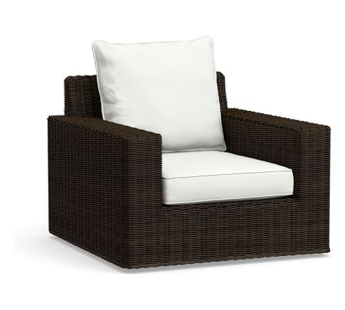Torrey All-Weather Wicker Square Arm Swivel Lounge Chair | Pottery Barn (US)