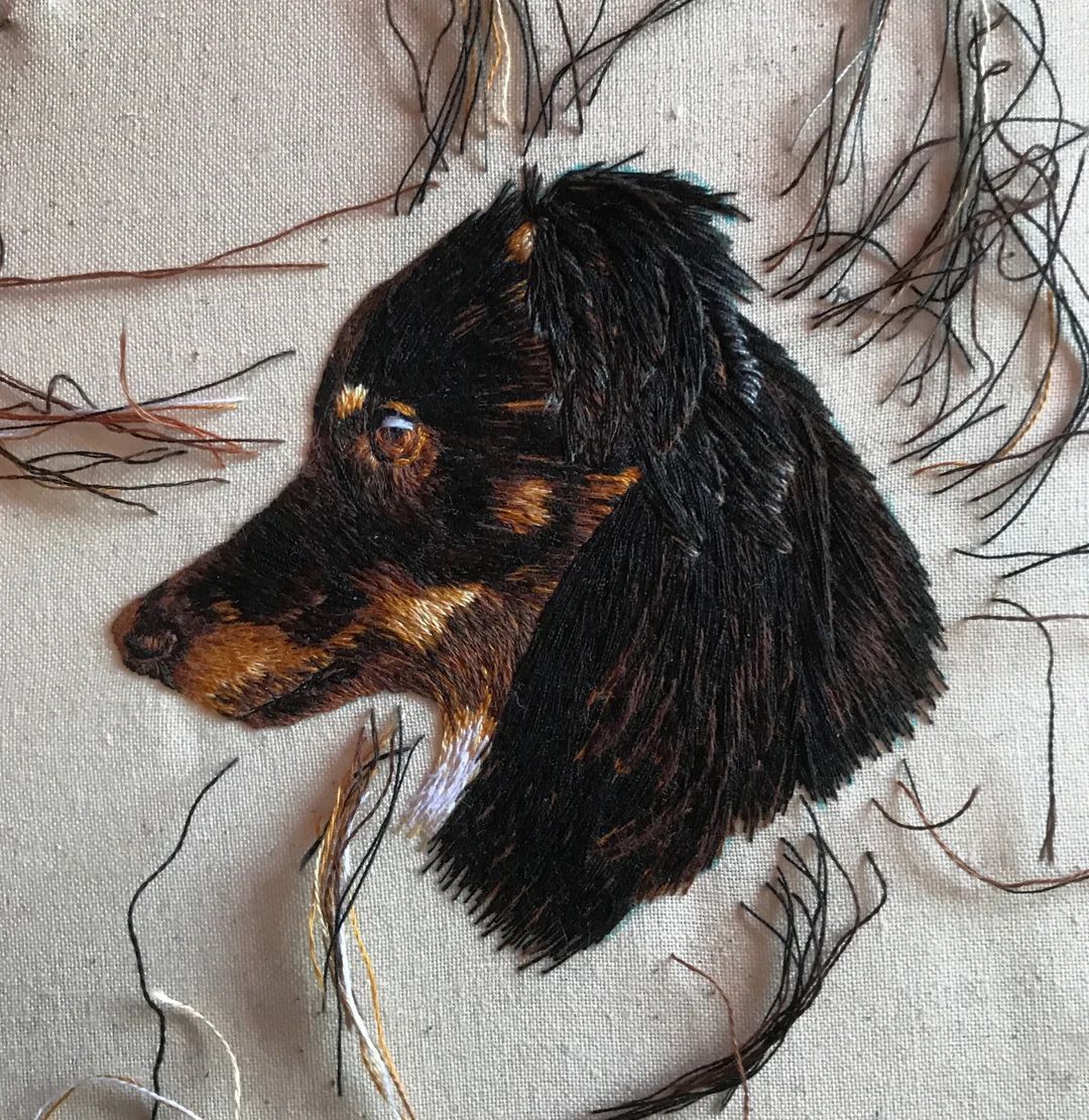 Hand Embroidered Pet Portrait Singular Pet Portraitdispatch - Etsy | Etsy (US)