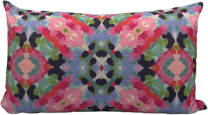 Colorful Abstract Kaleidoscope Throw Pillow Cover 12x20 - Bright Pink, Blue, Green Decorative Cus... | Amazon (US)