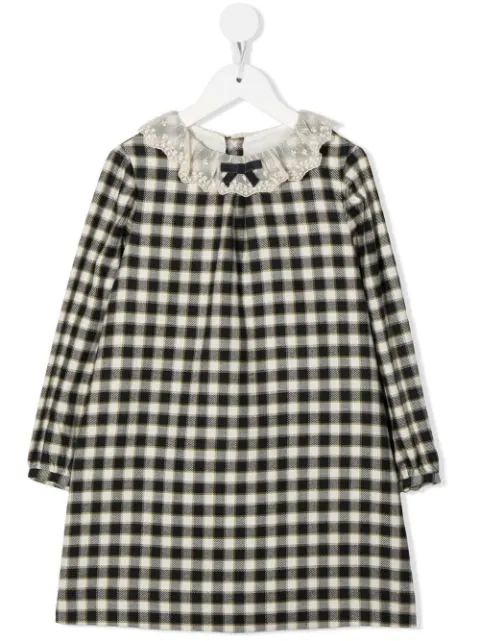 Bonpoint gingham-check lace-collar Dress - Farfetch | Farfetch Global