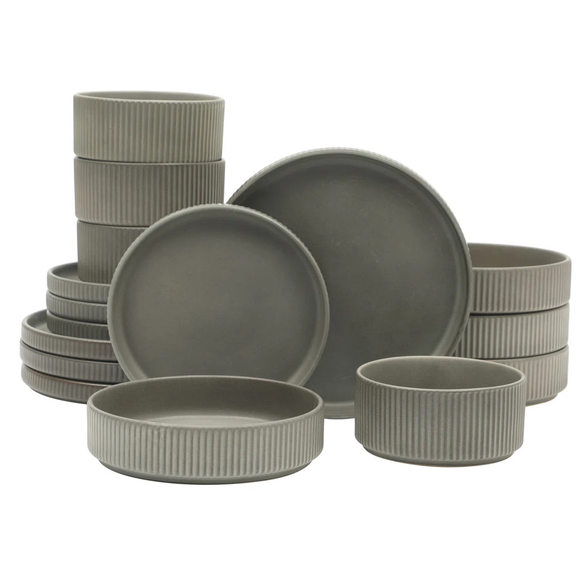 Gibson Elite Deerfield 16-Piece Stoneware Dinnerware Set – Stackable Plates and Bowls, Reactive... | Wayfair North America