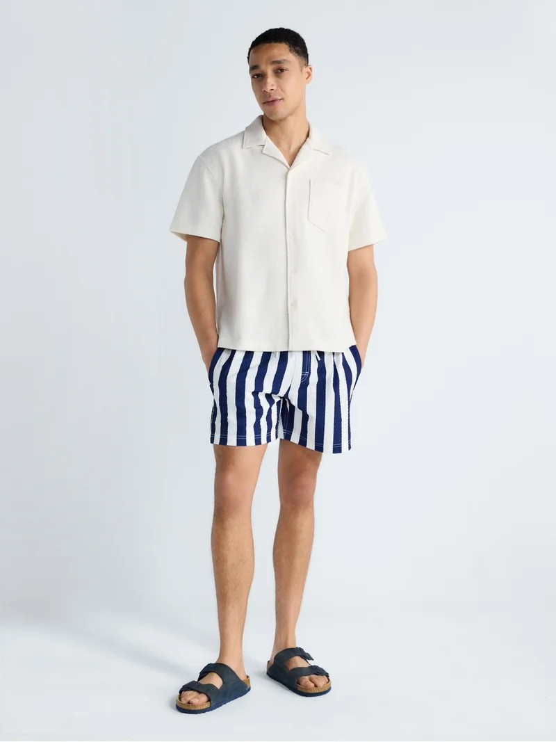 Free Assembly Men's Swim Stretch Seersucker Board Shorts, 5" Inseam, Sizes S-3XL | Walmart (US)