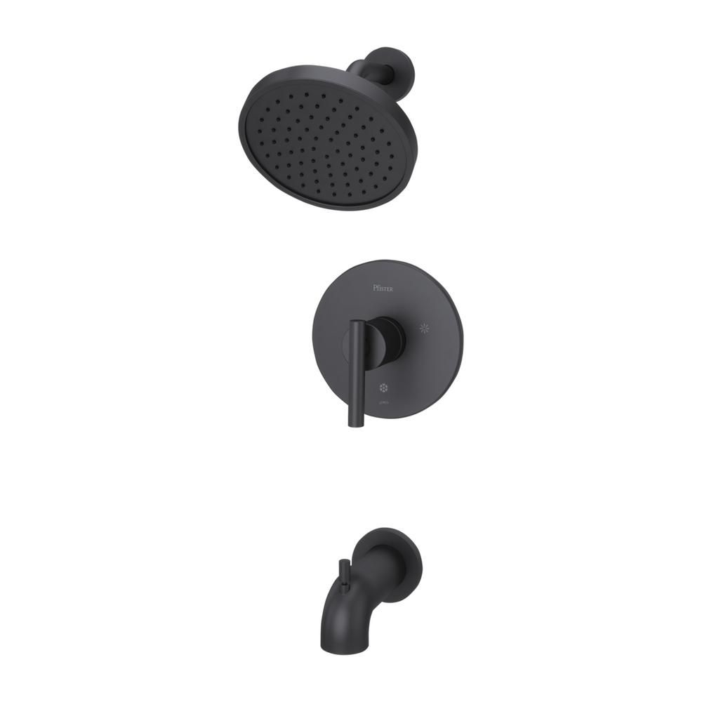 Contempra 1-Handle Tub and Shower Faucet Trim Kit in Matte Black (Valve Not Included) | The Home Depot