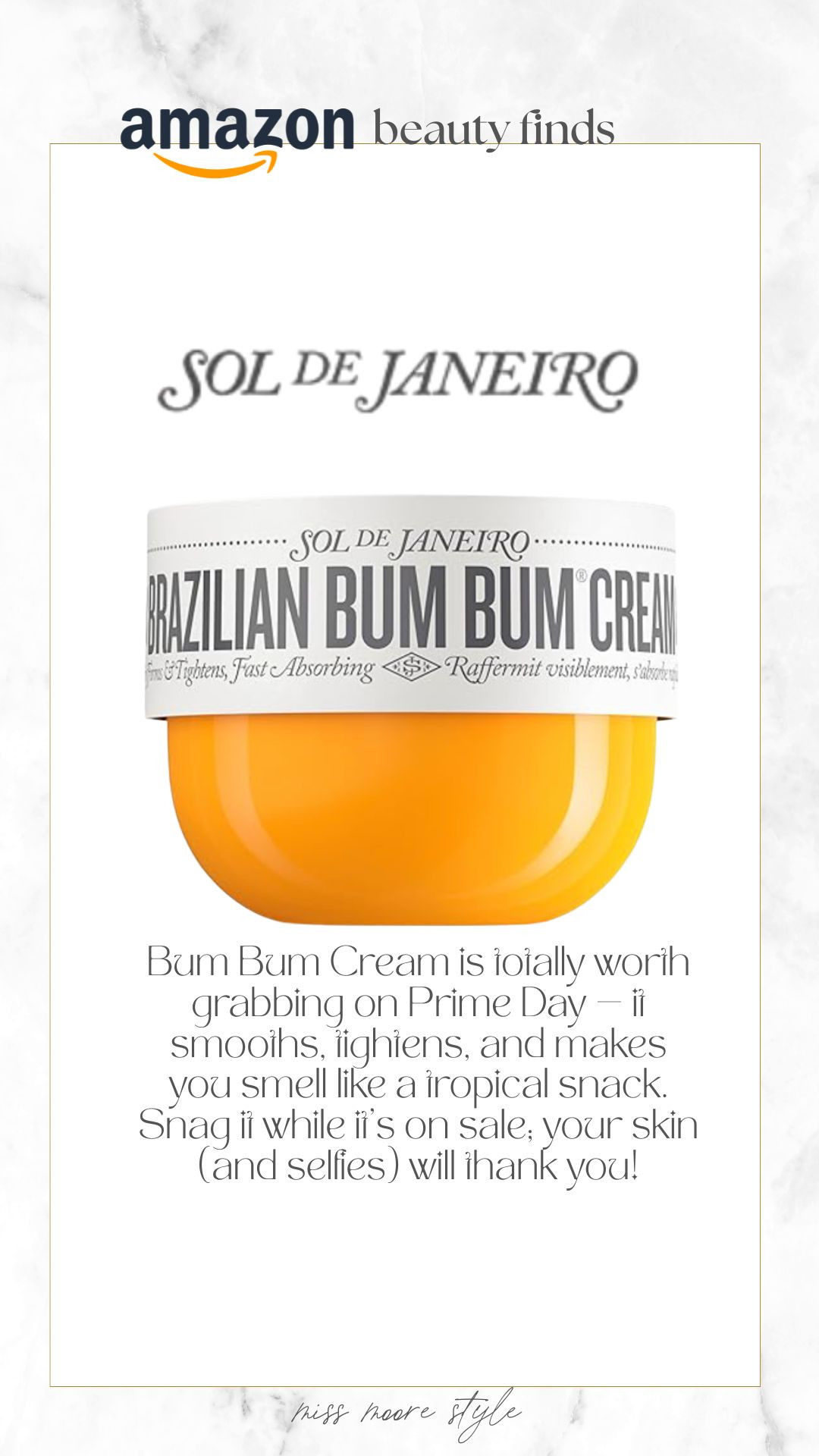 Say hello to silky, summer-ready skin with Sol de Janeiro’s Bum Bum Cream 🌴✨ It tightens, smooths, and leaves you smelling like a tropical dream — basically a vacay in a jar. A must if you want that glowy, touchably soft skin. #soldejaneiro #bumbumcream #bodycare #skincarefavorites #ltkbeauty #primeday #amazonprimeday #primedaydeals

#LTKBeauty #LTKFindsUnder50 #LTKSaleAlert