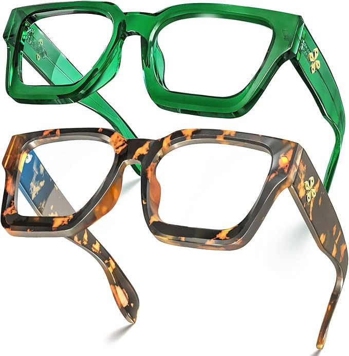 VISOONE Blue Light Blocking Glasses Rectangle Chic Preppy Look MultiColor Frame for Women Men RIV... | Amazon (US)