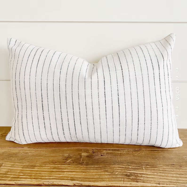 The "Olivia" Striped Pillow Cover - Black White Pillow- Striped Pillow - black stripe pillow -lum... | Etsy (US)