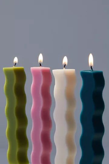 Wave Taper Candle - Set Of 2 | Urban Outfitters (US and RoW)