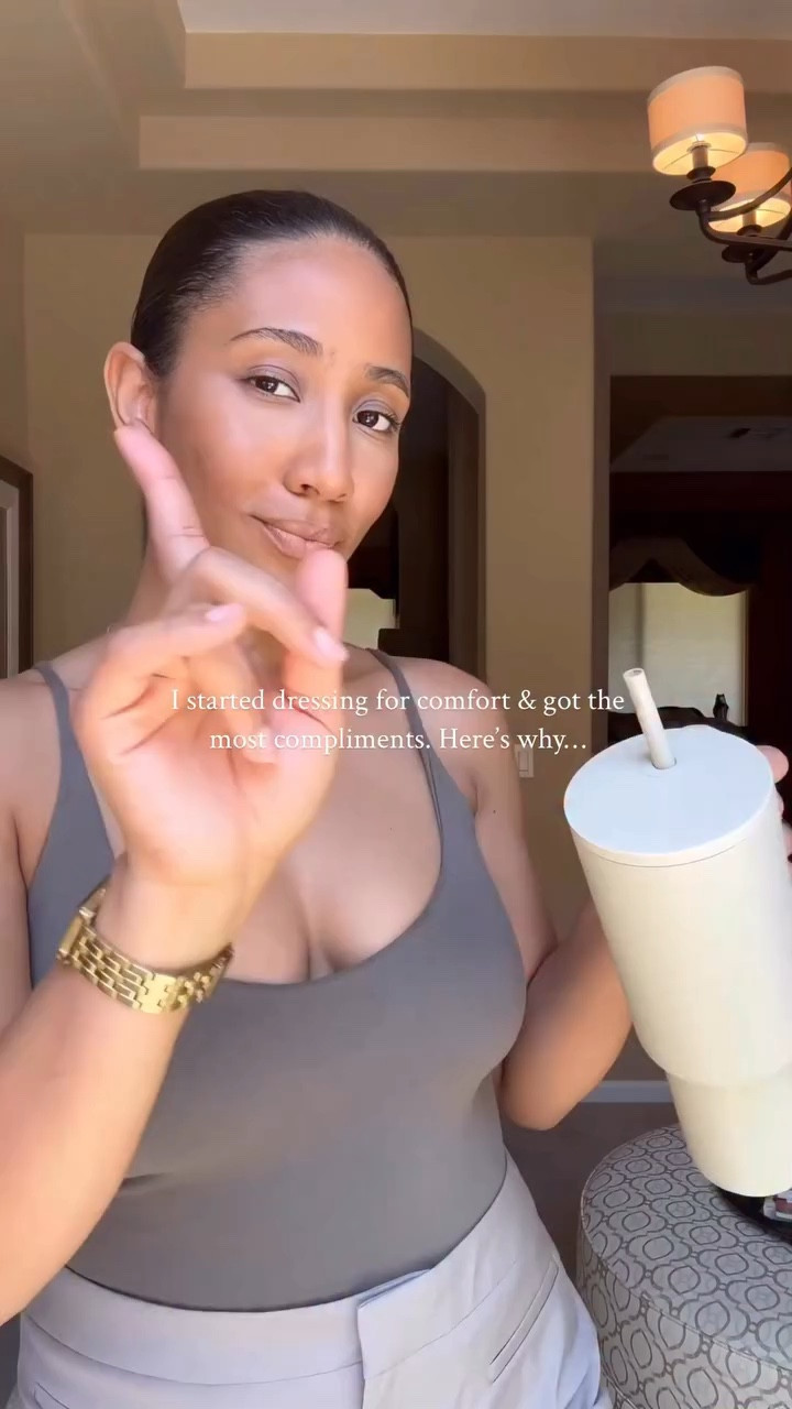 I used to think i had to “try harder” to get compliments, but the minute I started dressing for comfort? they started rolling in & here’s why:

1. I carry myself different when i’m not tugging or adjusting all day..there’s a quiet confidence that comes from being at ease in your clothes. when i’m not focused on how something’s fitting or pulling, i move more freely, and that ease shows up in my posture, my energy, & everything.

2. my energy feels lighter, like i’m actually relaxed in my body. choosing comfort has helped me slow down and relax. Im not rushing or forcing anything. I feel more grounded, and that’s where my feminine energy really lives. 

3. People can sense when you feel good in what you’re wearing… it just shows. Comfortable outfits help me look and feel more relaxed & more approachable. Oh & the glow hits different when it’s coming from being aligned with your body…not just the outfit.

save this to remember that comfort is KEY.

my fave basics are linked in my LTK under “basics”