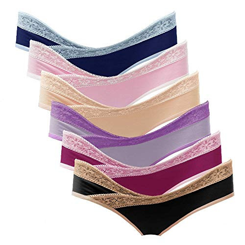 Intimate Portal Maternity Underwear Postpartum Panties Under the Bump Women Pregnancy Cotton Bikinis 6-Pk Lace Delicacy M | Amazon (US)